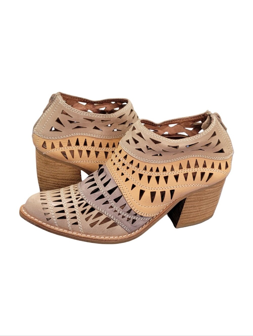 Jeffrey Campbell Free People Faviola Cutout Western Booties Tri-Color Taupe 7.5 - Picture 17 of 17